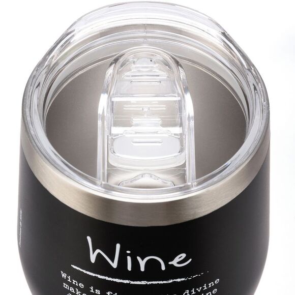 Wine is Fine Wine Tumbler Stainless Steel with Plastic Lid 12 Ounces - Picture 3 of 7